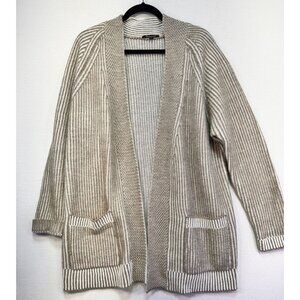 Elisabetta Collection Womens Cardigan Sweater 2X Beige Striped Made In Italy